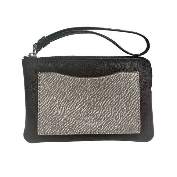 Coach F22713 Boxed Corner Zip Wristlet With Metallic Brown Black Platinum $85 NW - Picture 1 of 6